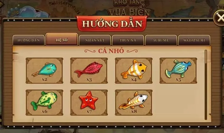 Giá trị các loại cá trong Bắn Cá Đại Hải Trình tại HB88